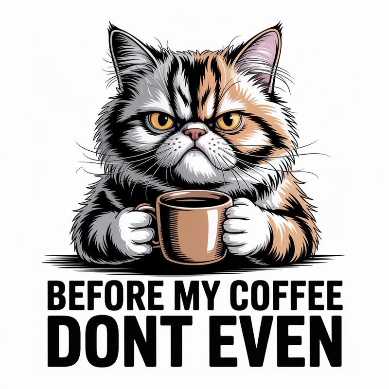 Before Coffee Cat Tee