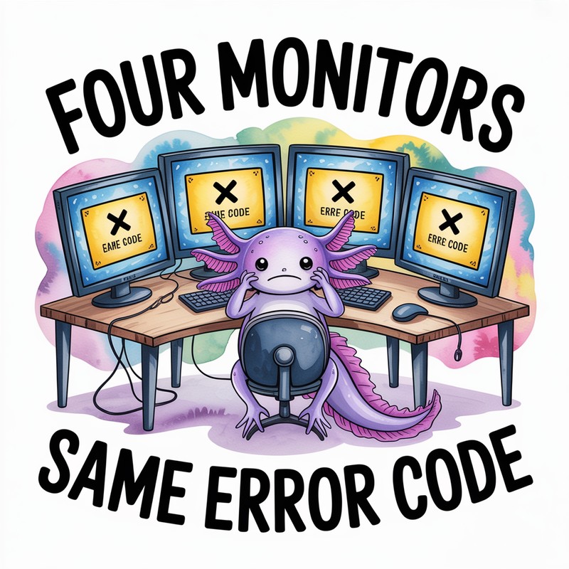 Four Monitors Same Error Tee