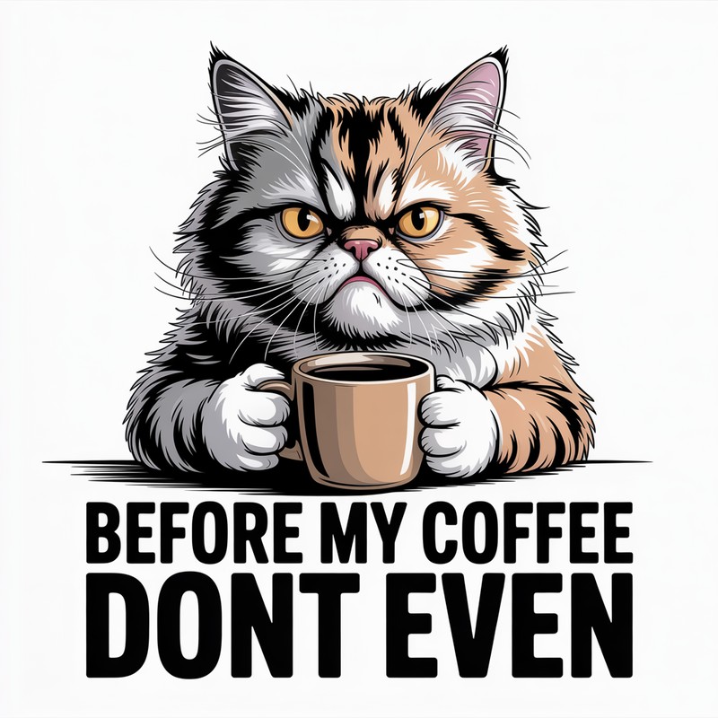 Before Coffee Cat Tee
