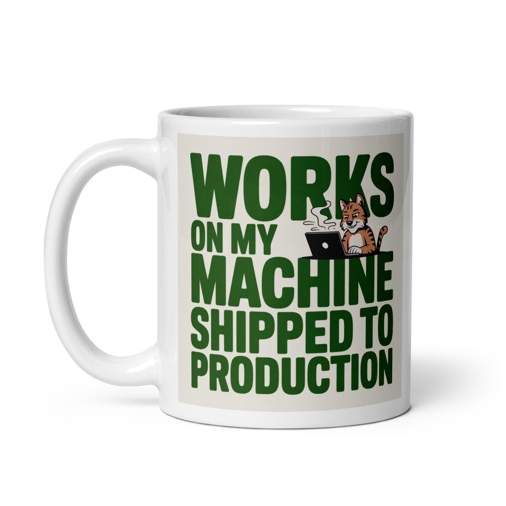 works on my machine lynx Mug