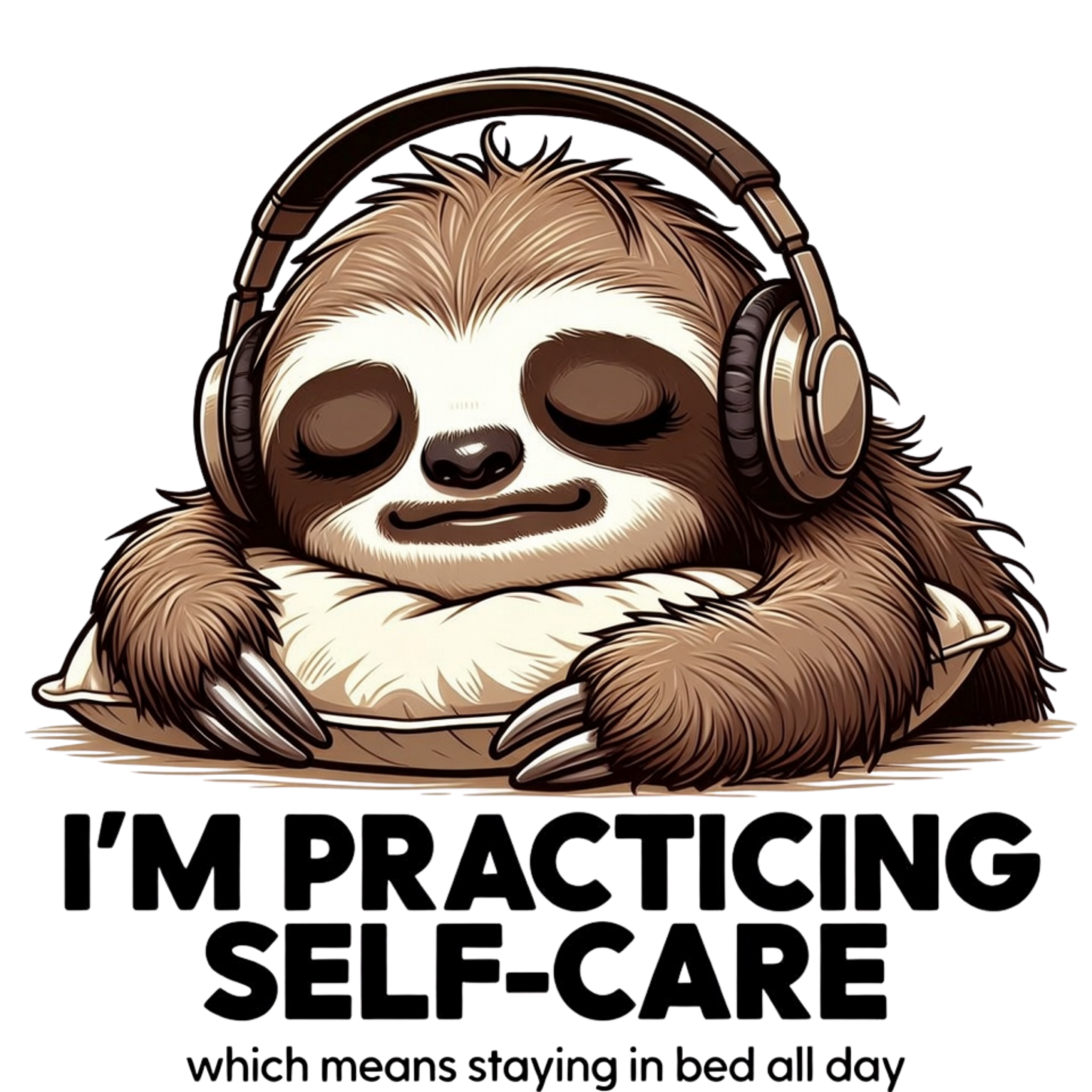 I’m practicing self-care which means staying in bed all day. Tee